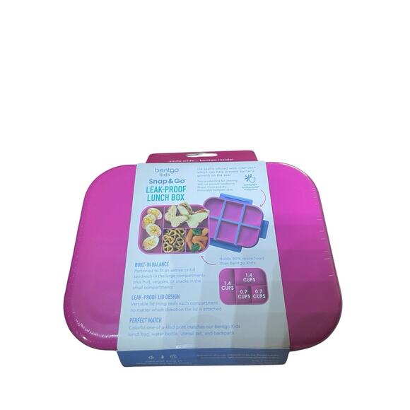Bentgo Kids Snap & Go Leak-Proof Lunch Box,Pink Blue Butterflies & Rainbows NIB - Picture 7 of 7